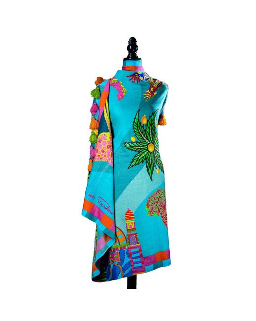 Beatrice von Tresckow Blue Majestic Safari Stilvoll Wool Shawl