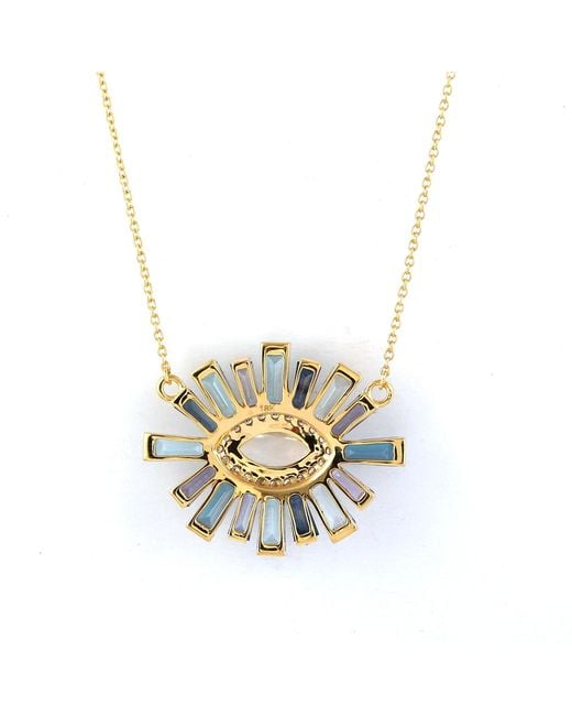 Artisan Metallic Moonstone, Multi Sapphire & Diamond Sunburst Necklace
