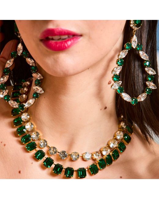Laura Gray Metallic Adjustable Diamond Crystal Riviera Necklace