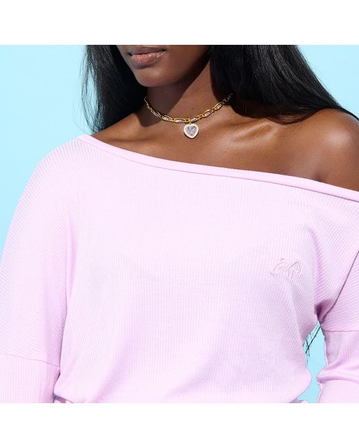 Cloud Haven Pink Off The Shoulder Relaxed Logo Tee