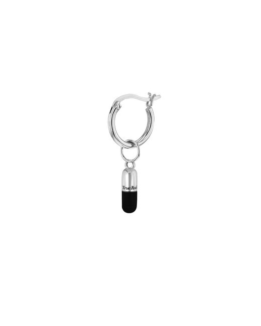 True Rocks White Enamel & Sterling Mini Pill Charm On Hoop for men