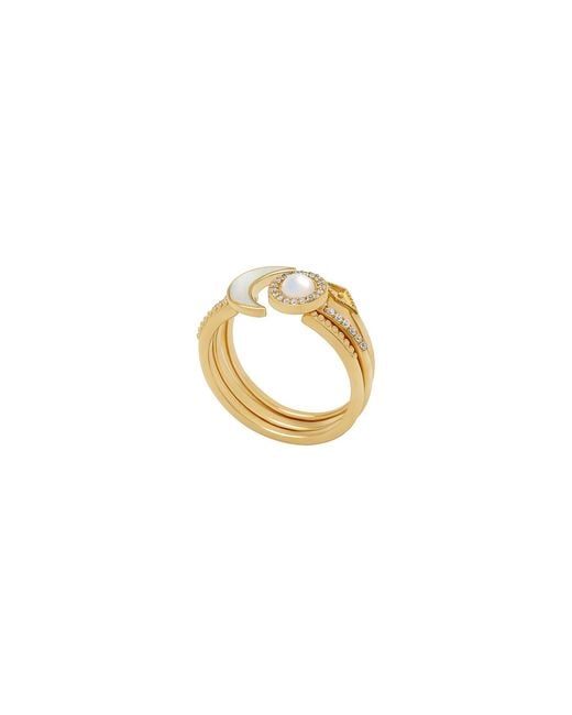 Karma and Luck Metallic Lunar Brilliance Moonstone Moon Ring