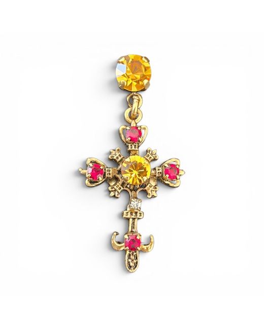 Vstyle Metallic Sacred Topaz Cross Earrings