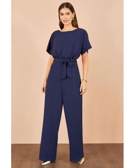 Yumi' Blue Batwing Stretch Jumpsuit