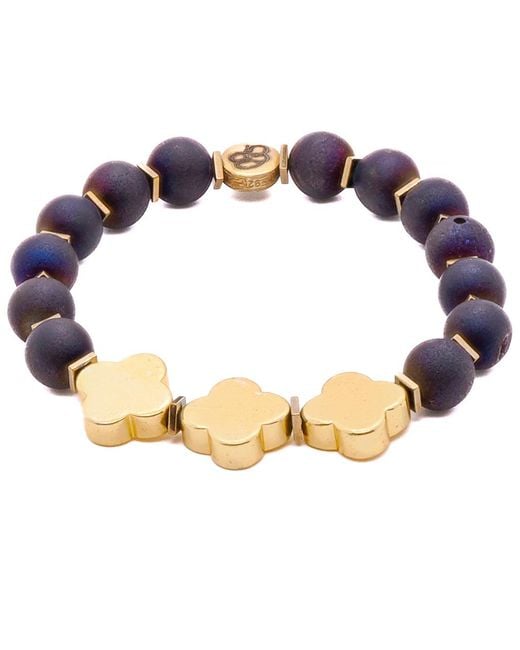 Ebru Jewelry Blue Moroccan Flower Agate Bracelet