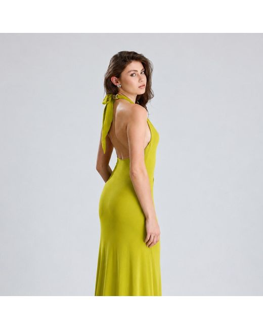 Maison De Gala Yellow Sienna Lime Halter Dress