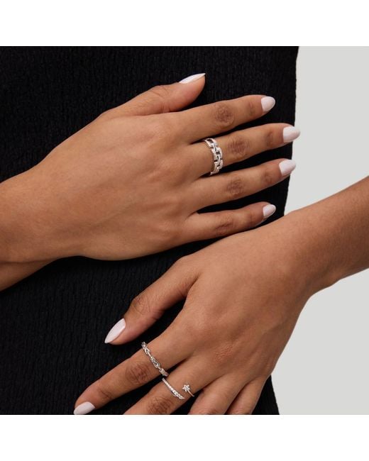 Vanhi White Crystal Link Ring