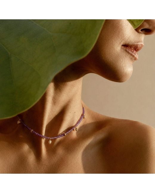 Aurozia Metallic Lotus Within Vermeil Starlit Moon Amethyst Choker Necklace & Bracelet