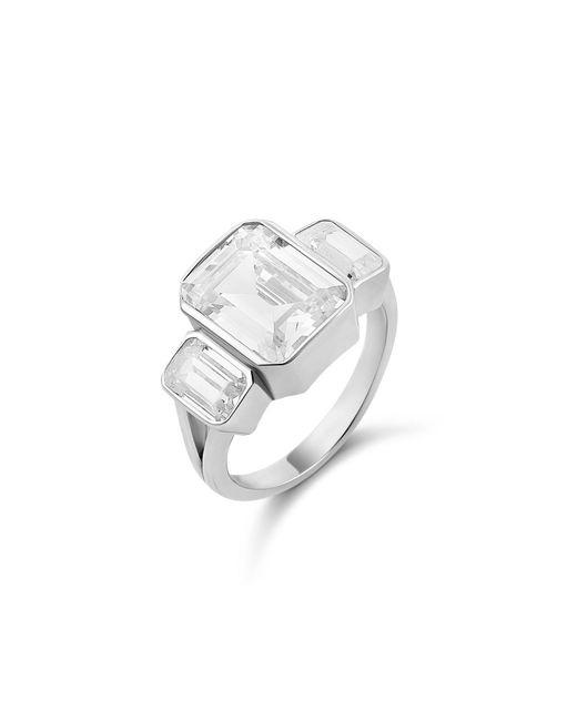 SHYMI Metallic Three Stone Bezel-Set Statement Ring