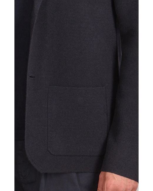 Paul James Knitwear Blue Lightweight Merino Cashmere Federico Knitted Blazer for men