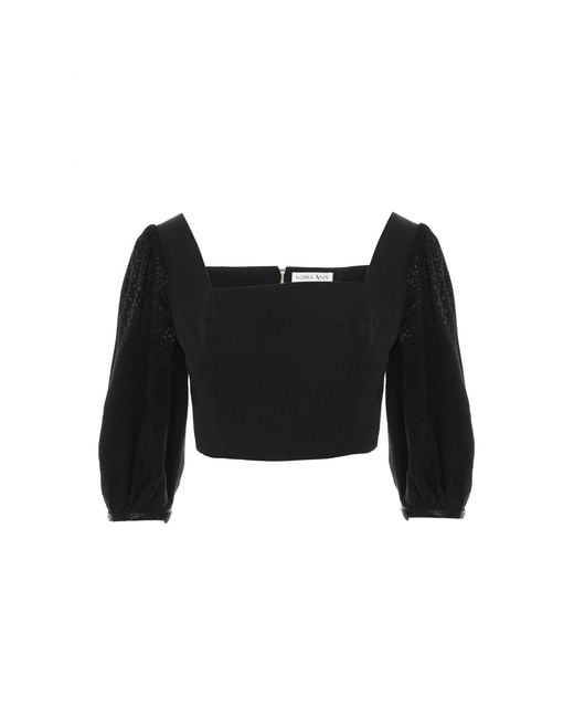 Noria Anis Black Fizz Viscose Jacquard Crop Top