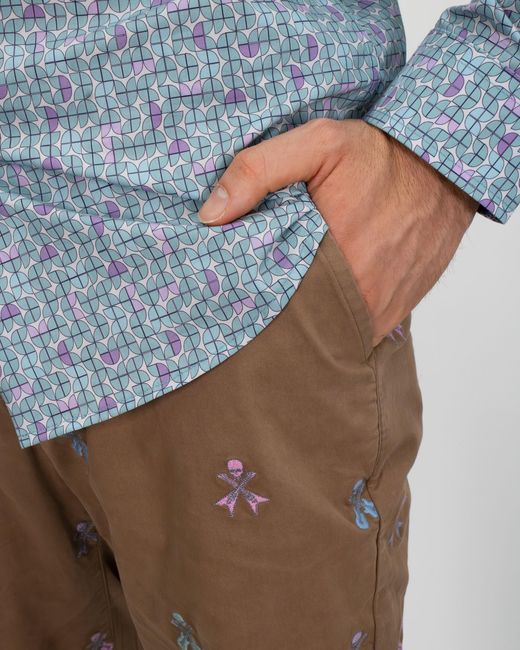 Lords of Harlech Blue Morris Geo Tulip Shirt for men