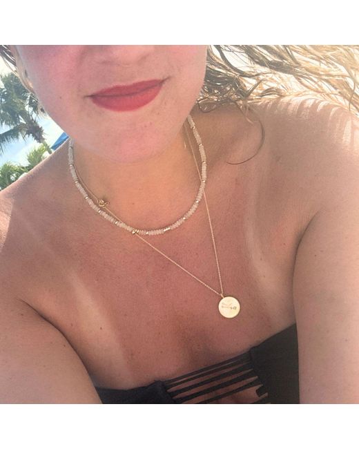 Herself Collections Metallic Moonstone Morse Code Necklace