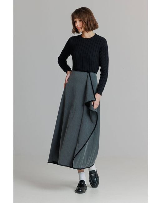 Lou&Up (Formerly Loup Clothing) Gray Herringbone Skirt