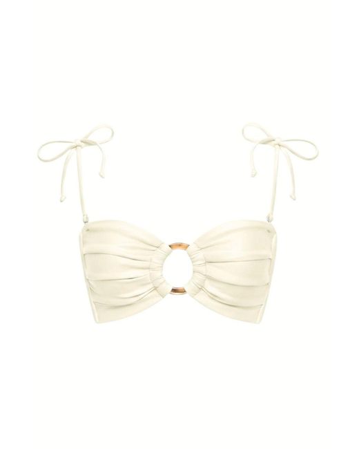Montce Natural Neutrals Cream Silkie Tori Ties Bandeau Bikini Top