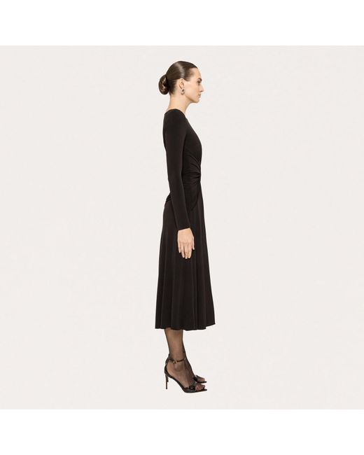 Nissa Black Crystal-Detail Midi Dress