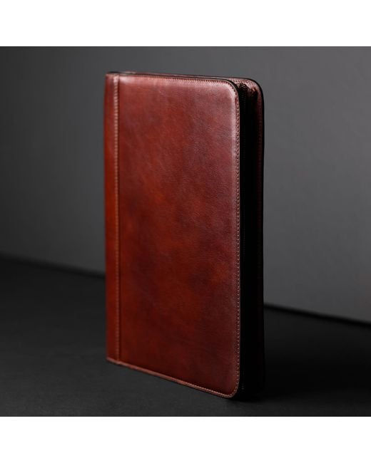 Time Resistance Brown Leather Documents Folder Organizer