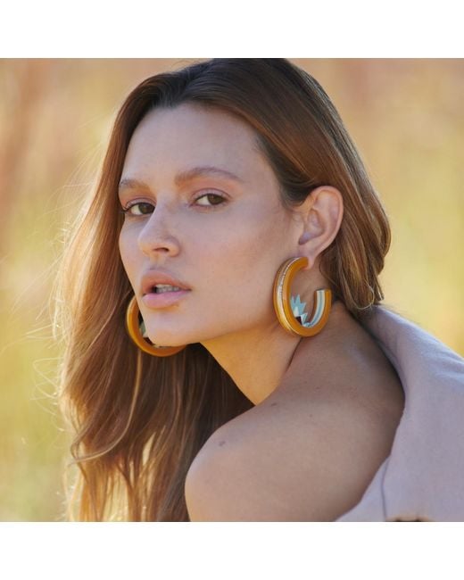 Gissa Bicalho Multicolor Handmade Acrylic Earring Hoops Kuntur Green