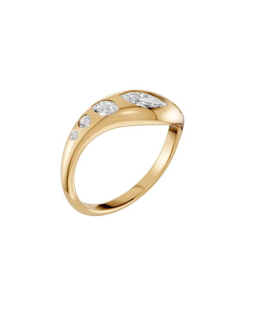 Aya Fine Jewelry Metallic 0.52 Ctw Lab Grown Diamond Ring Marquise & Round Brilliant Band