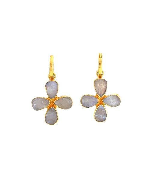 GEM BAZAAR Metallic Moonstone Cross Earrings