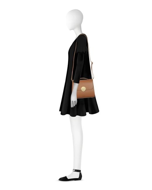 Le Parmentier Brown Bombo Top-Handle Satchel Bag W/Strap