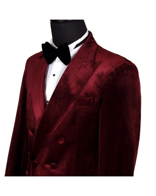 DAVID WEJ Red Maison Velvet Double Breasted Blazer for men