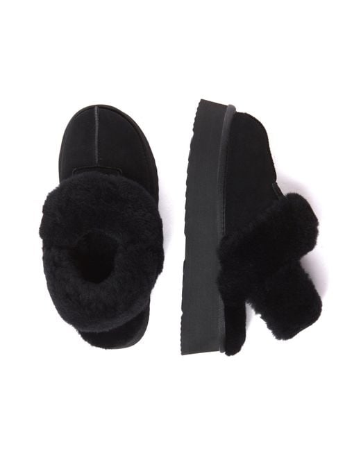 EverAu Australia Black Fantail Leather Slippers With Two Removable Straps