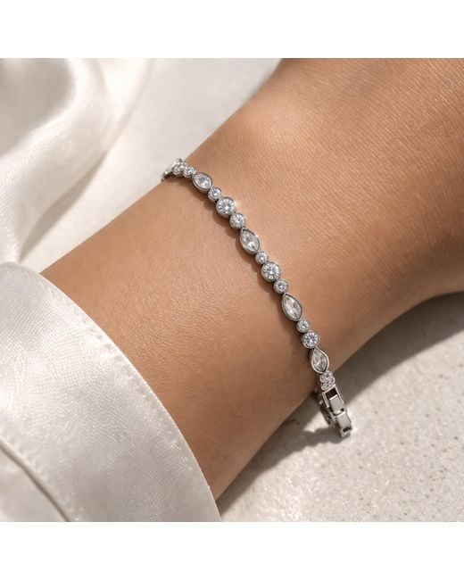 Nuvv Collection Metallic Marquise & Round Stone Bracelet – Varnish Coated Brass