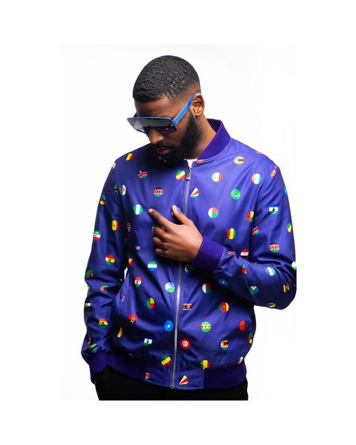 DAVID WEJ Blue African Nation Bomber Jacket – Royal for men