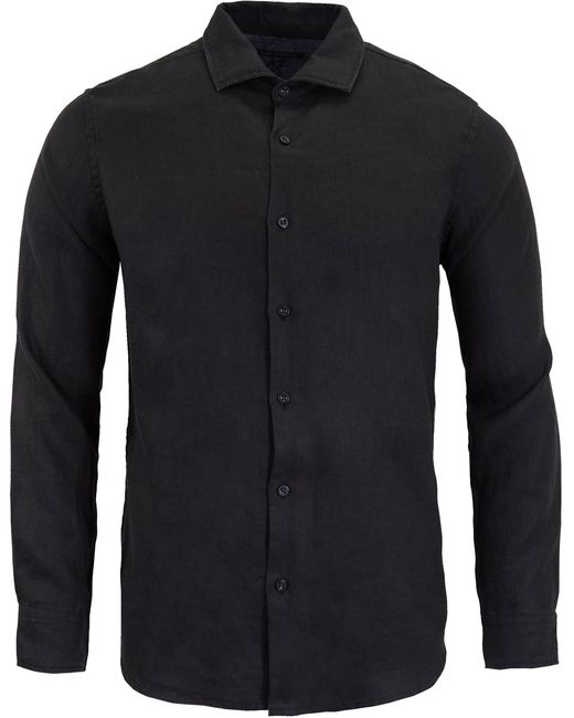 Lords of Harlech Blue Lionel Linen Button Down Shirt for men