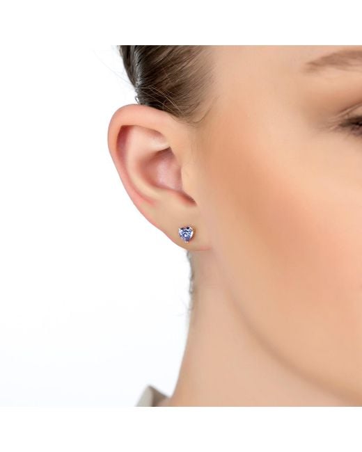 Latelita London Blue Asscher Cut Heart Stud Earrings Tanzanite