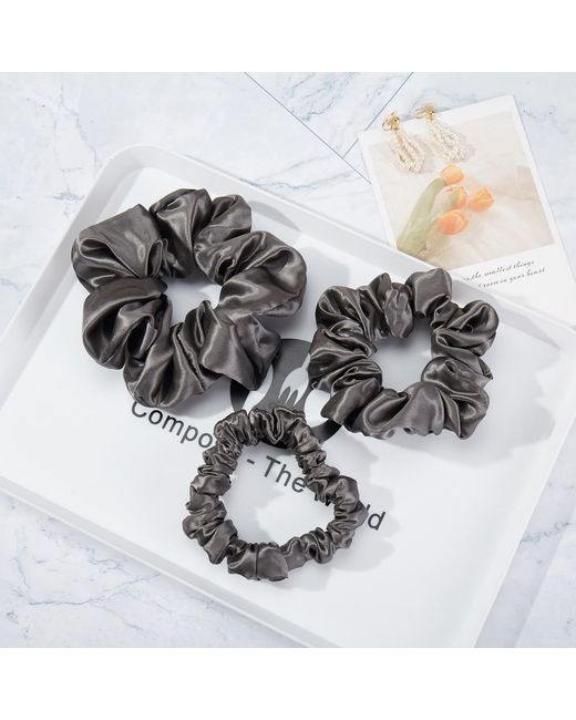 Soft Strokes Silk Metallic Pure Mulberry Silk Mini Scrunchie Set Of Five