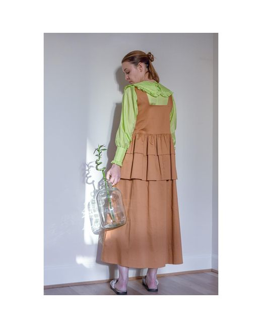 KAROLINA OZOLINSIUTE Brown Bonnie Light Cotton Maxi Dress