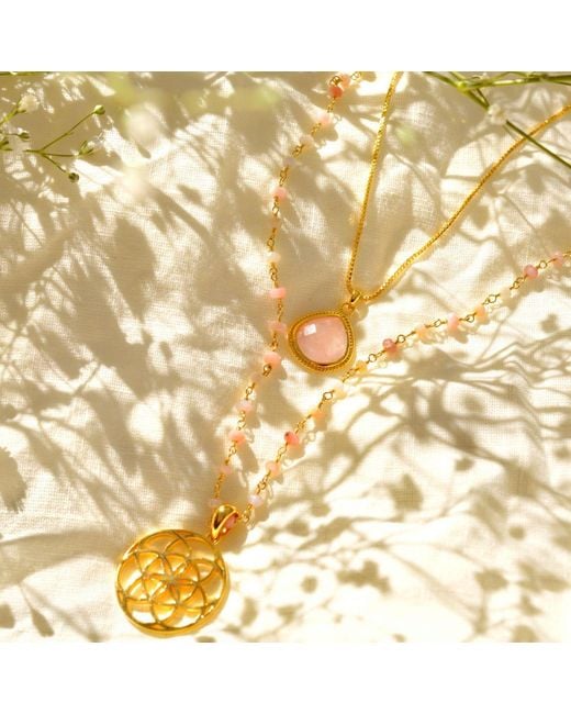 Seven Saints Metallic Rose Quartz Compassionate Heart Adjustable Necklace