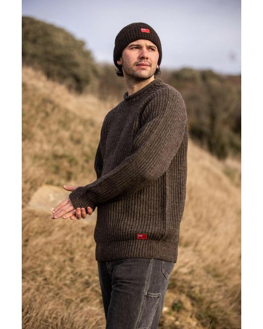 Arthur Beale Brown Neutrals Fisherman Jumper for men