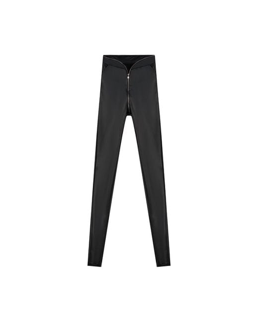 Úchè Black Zipper Detail Leather Pants