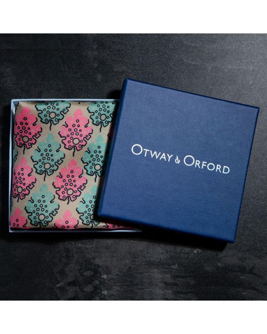 Otway & Orford Multicolor 'Motif' Geometric Silk Pocket Square for men
