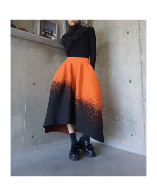 Arto. Multicolor High-Low Hem High Waisted Knitted Midi Skirt