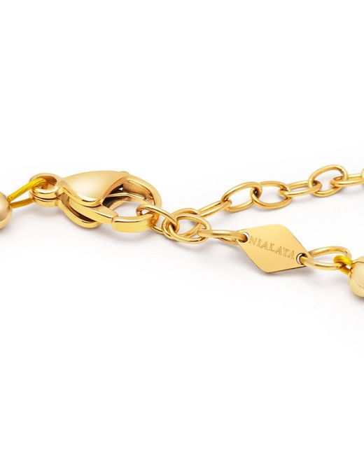 Nialaya Metallic Pearl Choker With Flower Beads