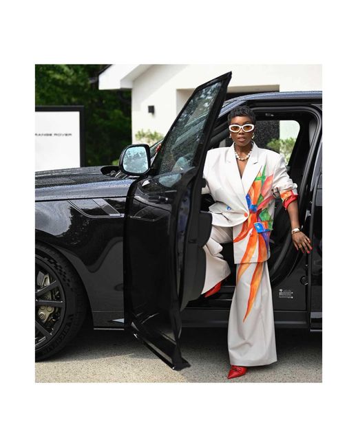 NALÈ White Neutrals Bird Of Paradise Print Tailored Trousers