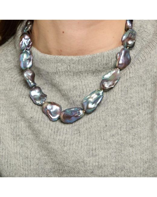 Pearls of the Orient Online Blue Decus Large Cultured Freshwater Baroque Pearl Necklace