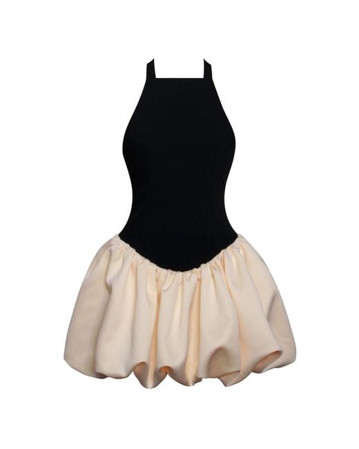Miss Circle New York Black Yaira Backless Drop Waist Mini Bubble Dress
