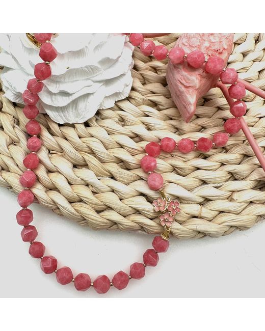 Farra Red Faceted Gemstone With Flower Pendant Necklace