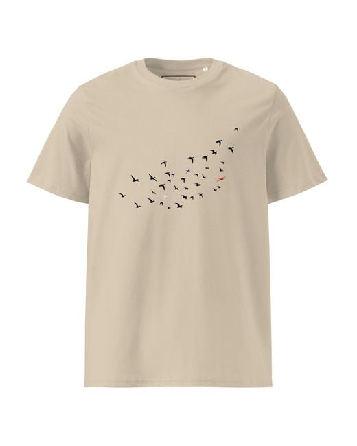 Anchor and Crew Natural Neutrals Desert Dust Birds Where's William Going? Organic Cotton T-Shirt