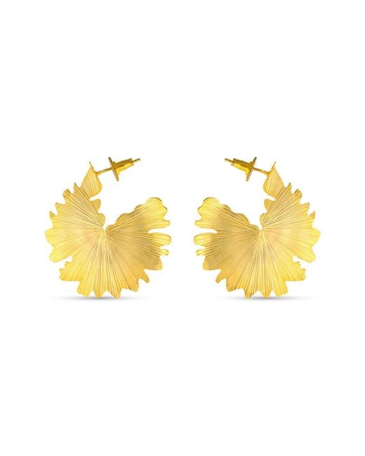 Meraki by Rashmi Bajaj Metallic Ginko Plated Hoop Earrings