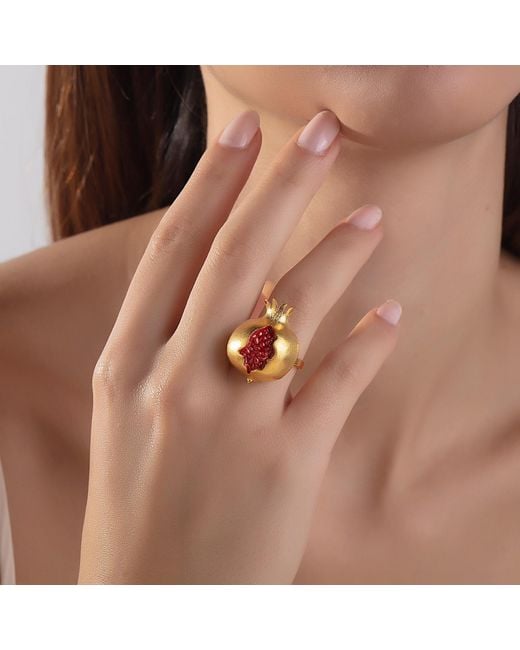 Milou Jewelry Metallic Pomegranate Adjustable Ring
