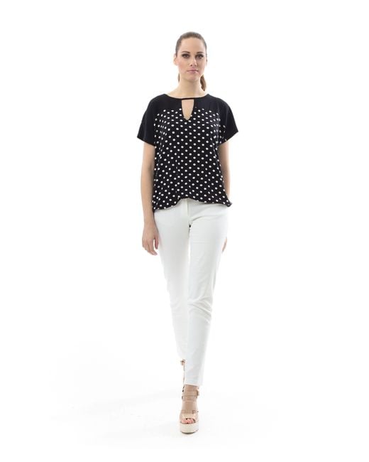 Conquista Black Polka Dot Top