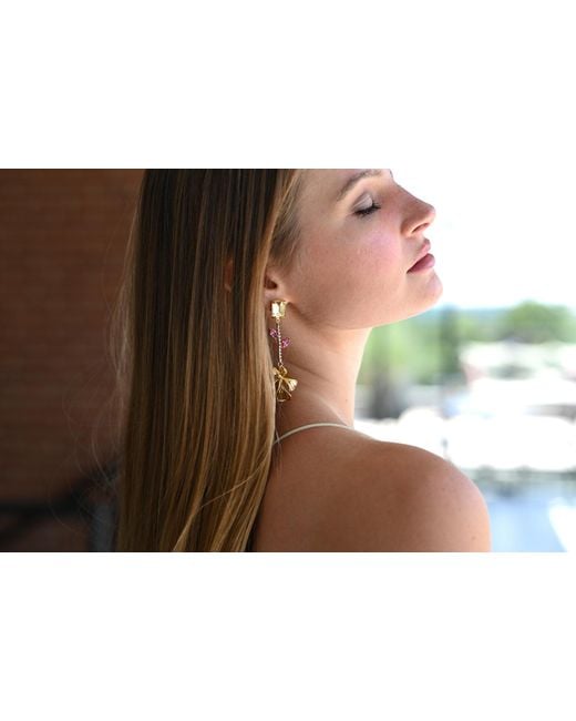 The Pink Reef Metallic Hand Sculpted Iris Earring