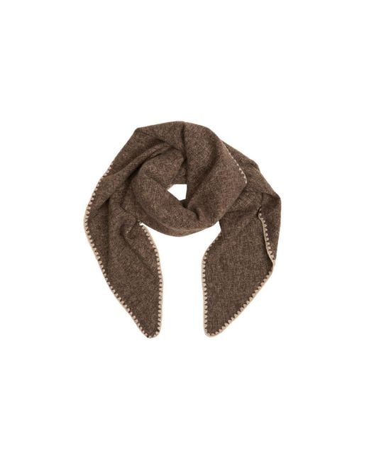 Saachi Brown Knitted Triangle Coffee Shawl Wrap