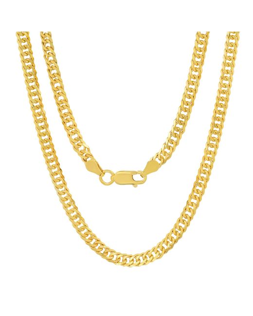 Kylie Harper Metallic Italian 4Mm Miami Cuban Double Curb Chain Necklace for men